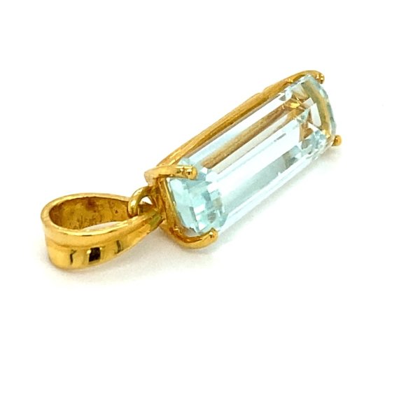 Aquamarine 6.51ct Solid 18K Yellow Gold Pendant - Picture 3 of 8
